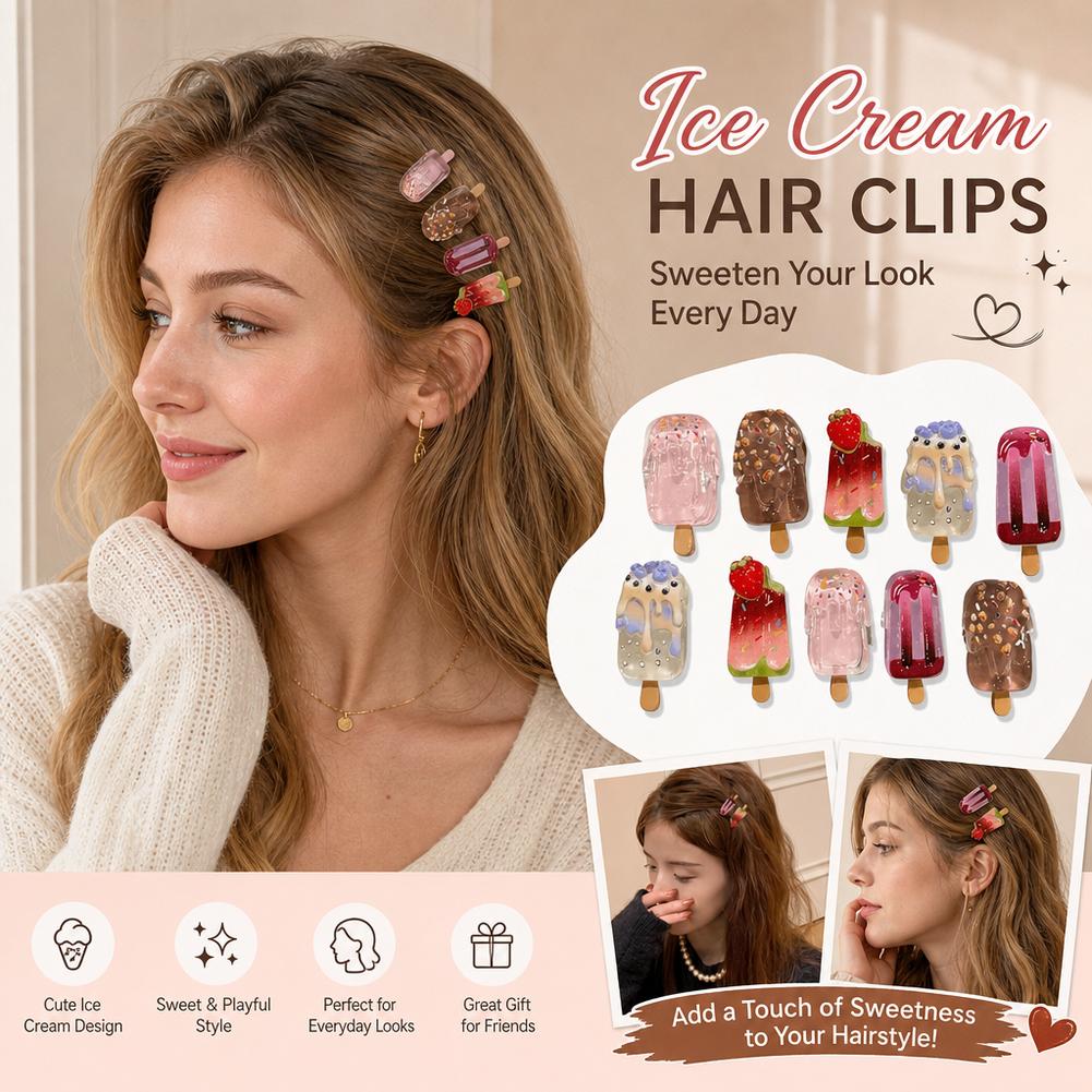 10Pcs Ice Cream Hair Clips Set - Hair Care Lotion recension och pris